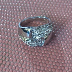 Silver Knot Ring with Crystals